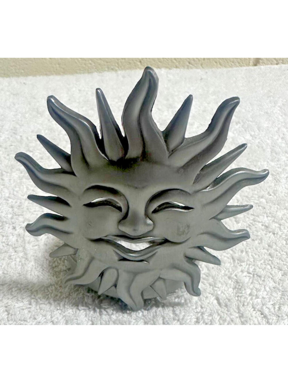 Pewter Smiling Sun Tea Light Holder Use With Votive Candle Holders 3” Tall